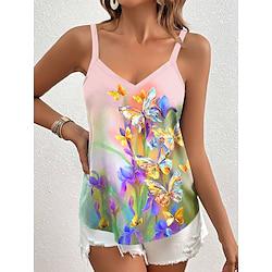 Women's Tank Top Floral Daily Print Purple Sleeveless Elegant V Neck Summer Lightinthebox