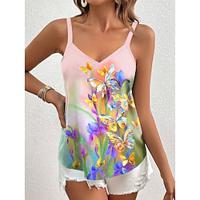 Women's Tank Top Floral Daily Print Purple Sleeveless Elegant V Neck Summer Lightinthebox - thumbnail