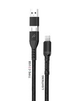 Trands 2 in 1 Type-C USB Lightning Cable 1 Meter Black - thumbnail