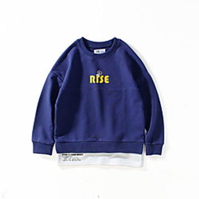 Kids Boys' Sweatshirt Long Sleeve Cartoon Letter Blue Yellow Black Children Tops Fall Active Regular Fit 5-12 Years Lightinthebox