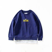 Kids Boys' Sweatshirt Long Sleeve Cartoon Letter Blue Yellow Black Children Tops Fall Active Regular Fit 5-12 Years Lightinthebox - thumbnail