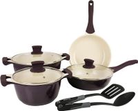 Prestige Cast Aluminium Ceramic Non Stick Cookware Set 9 Pieces Purple - PR80951