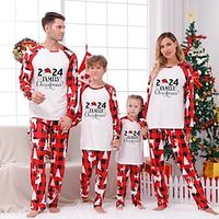 Family Christmas Pajamas Animal School Print White Beige Long Sleeve Mommy And Me Outfits Active Matching Outfits Lightinthebox - thumbnail