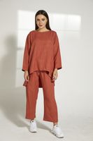 Moistreet Orange Cey Mélange Fabric Top And Pants Set (XS, S, M, L, XL, XXL)