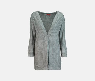 Girls Metallic Ribbed Cardigan Silver Girls Metallic Ribbed Cardigan Silver