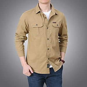 Men's Hiking Jacket Hiking Shirt  Button Down Shirts Long Sleeve Shirt Coat Top Outdoor Quick Dry Lightweight Breathable Sweat wicking Autumn  Fall Spring Summer ArmyGreen Black khaki Hunting Lightinthebox