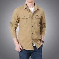 Men's Hiking Jacket Hiking Shirt  Button Down Shirts Long Sleeve Shirt Coat Top Outdoor Quick Dry Lightweight Breathable Sweat wicking Autumn  Fall Spring Summer ArmyGreen Black khaki Hunting Lightinthebox - thumbnail