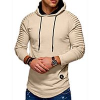 Men's Pullover Hoodie Sweatshirt Solid Color Hooded Sports Casual Hoodies Sweatshirts  Long Sleeve Army Green Khaki Black miniinthebox - thumbnail