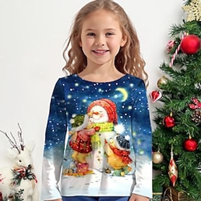 Christmas Girls' 3D Snowman Tee Shirt Long Sleeve 3D Print Fall Winter Active Fashion Cute Polyester Kids 3-12 Years Crew Neck Outdoor Casual Daily Regular Fit miniinthebox Christmas Girls' 3D Snowman Tee Shirt Long Sleeve 3D Print Fall Winter Active Fashion Cute Polyester Kids 3-12 Years Crew Neck Outdoor Casual Daily Regular Fit miniinthebox