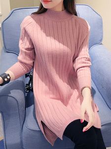 High Neck Side-Vented Plain Longline Pullover