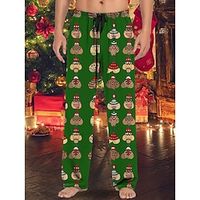 Men's Christmas Pajamas Flannel Pajama Pants Lounge Pants 1 pcs Cartoon Stylish Casual Comfort Home Christmas Daily Cotton Blend Comfort Soft Pant Drawstring Elastic Waist Spring Fall Green Lightinthebox - thumbnail