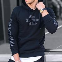 Men's Hoodie Pullover Light Khaki. Green Blue Yellow Army Green Hooded Graphic Letter Print Front Pocket Going out Streetwear Streetwear Cool Designer Winter Spring   Fall Clothing Apparel Hoodies Lightinthebox - thumbnail