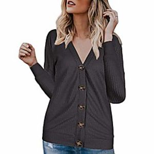 women pullover v-neck long sleeve solid color shirt tops shirt sweatshirt tops loose knitted pullover jumper blouse button down henley long sleeve shirts Lightinthebox