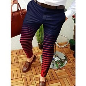 Men's Chinos Trousers Jogger Pants Print Geometry Full Length Casual Daily Trousers Smart Casual Green Purple Micro-elastic Lightinthebox