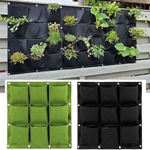 9 Pockets Vertical Garden Grow Bags Plant Wall Hanging Planting Pots Green Black Grow Planter Vegetable Gardening Supplies miniinthebox