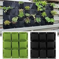 9 Pockets Vertical Garden Grow Bags Plant Wall Hanging Planting Pots Green Black Grow Planter Vegetable Gardening Supplies miniinthebox - thumbnail