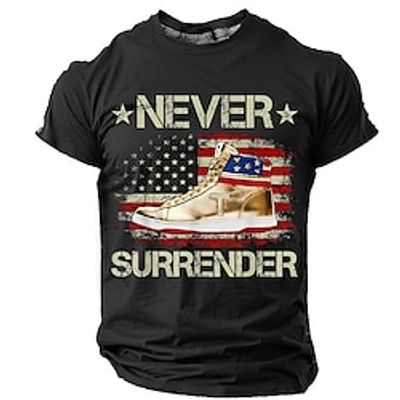 Never Surrender American Flag Daily Designer Retro Vintage Men's 3D Print T shirt Tee Sports Outdoor Holiday Going out T shirt Black Navy Blue Army Green Short Sleeve Crew Neck Shirt Spring  Summer Lightinthebox