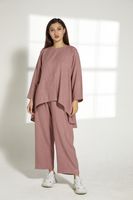 Pink Cey Mélange Fabric Top And Pants Set (XS, S, M, L, XL, XXL)