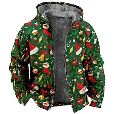 Christmas Outerwear Zip-Up Hoodie Print Front Pocket Graphic Outerwear For Men's Women's Unisex Adults' Hot Stamping 100% Polyester Party Lightinthebox Christmas Outerwear Zip-Up Hoodie Print Front Pocket Graphic Outerwear For Men's Women's Unisex Adults' Hot Stamping 100% Polyester Party Lightinthebox