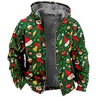 Christmas Outerwear Zip-Up Hoodie Print Front Pocket Graphic Outerwear For Men's Women's Unisex Adults' Hot Stamping 100% Polyester Party Lightinthebox - thumbnail