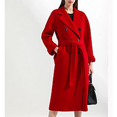 Women's Coat Daily Work Fall Winter Long Coat Regular Fit Warm Casual Jacket Long Sleeve Plain Solid Color Oversized Blue Camel Black miniinthebox