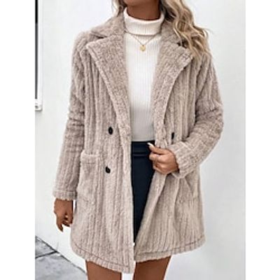 Women's Teddy Coat Sherpa Jacket Fleece Fuzzy Winter Coat Windproof Thermal Warm Long Coat Fall Double Breasted Lapel Coat Outerwear Long Sleeve Apricot Lightinthebox Women's Teddy Coat Sherpa Jacket Fleece Fuzzy Winter Coat Windproof Thermal Warm Long Coat Fall Double Breasted Lapel Coat Outerwear Long Sleeve Apricot Lightinthebox