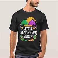 Carnival Mardi Gras Black White Army Green T shirt Tee Men's Graphic Cotton Blend Shirt Sports Classic Shirt Short Sleeve Comfortable Tee Carnival Sports Outdoor Summer Fashion Designer Clothing S M Lightinthebox - thumbnail