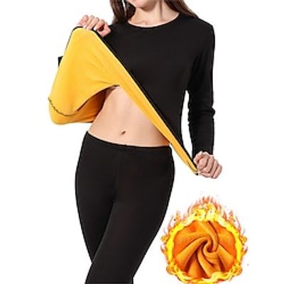 Women's Fleece Thermal Set Pure Color Casual Comfort Soft Home Daily Bed Polyester Warm Crew Neck Long Sleeve Pant Elastic Waist Fall Winter Black Red Lightinthebox