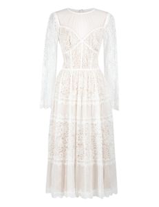 Lace Midi Dress - White Lace Midi Dress - White