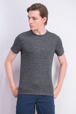 Mens Chest Pocket Crew Neck Shirt Charcoal Mens Chest Pocket Crew Neck Shirt Charcoal