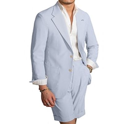 Light Green Sky Blue Men's Wedding Homecoming Suits Striped 2 Piece Fashion Daily Business Plus Size Single Breasted Two-buttons 2024 Lightinthebox