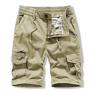 Men's Cargo Shorts Hiking Shorts Zipper Pocket Plain Comfort Breathable Outdoor Daily Going out 100% Cotton Fashion Casual Black Army Green miniinthebox