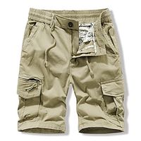 Men's Cargo Shorts Hiking Shorts Zipper Pocket Plain Comfort Breathable Outdoor Daily Going out 100% Cotton Fashion Casual Black Army Green miniinthebox - thumbnail