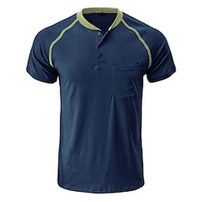 Men's T shirt Tee Henley Shirt Tee Tee Top Color Block Henley Street Vacation Short Sleeve Pocket Clothing Apparel Fashion Designer Basic Lightinthebox