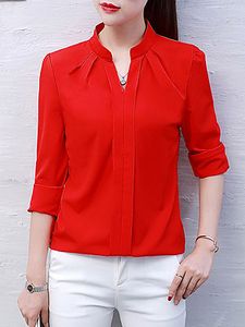 Split Neck Plain Blouse