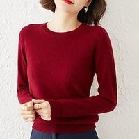 Women's Jumper Knit Knitted Thin Solid Color Crew Neck Stylish Elegant Daily Date Winter Fall Green Blue S M L / Long Sleeve / Sweater / Casual / Regular Fit / Going out miniinthebox - thumbnail