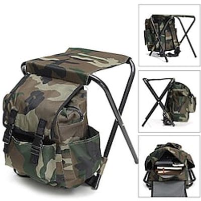 Hunting Fishing Backpack Pack Foldable Tackle Storage Box with Stool Camping Chair Camping Stool Fishing Chairs with Side Pocket Portable Breathable Multifunctional Aluminum Alloy Oxford for 1 person Lightinthebox