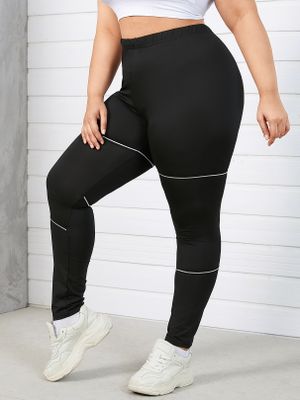 Plus Size Striped Patchwork Leggings Plus Size Striped Patchwork Leggings
