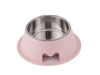 Pet Feedrer With Stainless Steel Bowl & Non Slip Rubber Bottom pink For Cats And Dogs - 13.5X6.6cm
