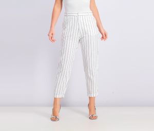 Womens Stripe Mid Rise Pants  White/Black