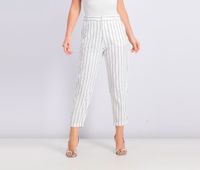Womens Stripe Mid Rise Pants  White/Black - thumbnail