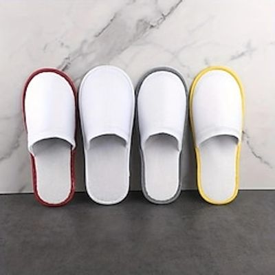 Men's Women's Slippers House Slippers Home Summer Winter Flat Heel Round Toe Casual Comfort Microfiber Loafer Solid Color White Yellow Red Lightinthebox
