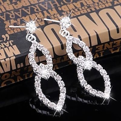 2 Pairs Stud Earrings Drop Earrings For Women's Formal Wedding Party Evening Rhinestone Alloy Drop Fashion Diamond Wedding Lightinthebox