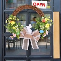 Easter Bunny Wreath with Foam Egg Door Hanging, Adorned with Butterfly Bow Ornaments - Perfect for Home Decoration and Photography Shoots Lightinthebox