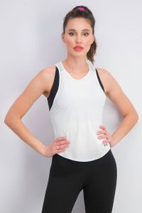 Womens Vivid Keyhole Back Top  White
