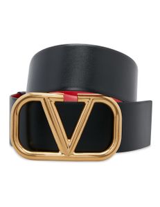 VLOGO Leather Buckle Belt - Black