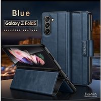 Phone Case For Samsung Galaxy Z Fold 5 Z Fold 4 Z Fold 3 Z Fold 2 Back Cover with Stand Holder Magnetic Shockproof Retro TPU PU Leather miniinthebox