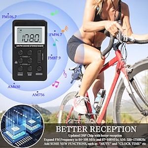 Personal Mini AM FM Portable Digital Tuning Transistor RadiosRechargeable Battery For WalkJoggingGymCamping Lightinthebox