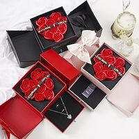 Valentine's Day Eternal Flower Jewelry Box Double-layer Rose Gift Box Lipstick Necklace Ring Earring Jewelry Box Valentine's Day Gift Box Lightinthebox - thumbnail