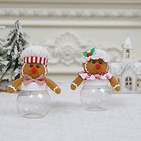 1pc Cartoon Gingerbread Man Christmas Decoration, Candy Jar, Creative Transparent Plastic Gift Box, Party Scene Props For Festival. Lightinthebox - thumbnail
